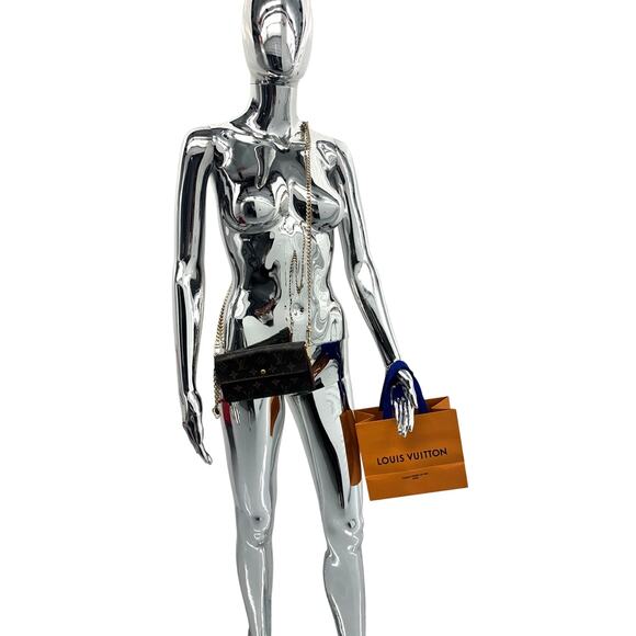 Louis Vuitton Monogram Sarah Wallet on Chain Gold Crossbody Bag Brown 8.5/10 - Picture 1 of 16